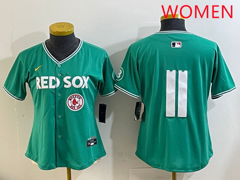 Women Boston Red Sox #11 No Name Green Joint Name Nike 2025 MLB Jersey style 10